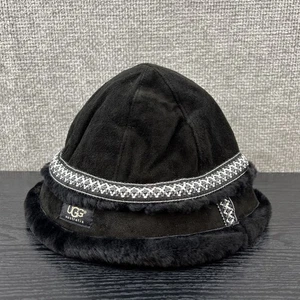 UGG Tasman Wildleder Lammfell Fischerhut bestickt schwarz Baumwolle gefüttert Logo - Bild 1 von 13
