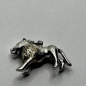 New Sterling Silver Roaring Lion Dangle Charm Pendant Animal Leo Horoscope 925 - Picture 1 of 8