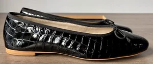 Anthropologie Guilhermina Black Leather Ballet Flats - Size 7M - Excellent - Picture 1 of 9