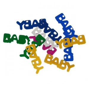 Plastic Sequins Paillettes Baby Shower "Baby" Text 22mm x 7mm 40 Grams - Picture 1 of 3