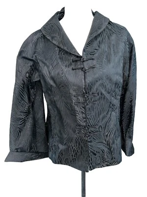 Chaqueta Blazer Grace Chuang New York 100% Seda Negro Brocado Talla XL Foto 1 de 4
