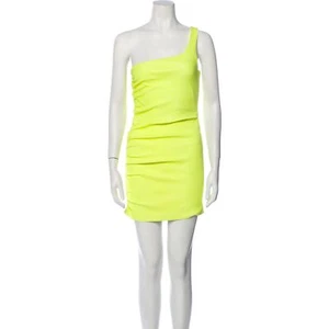 SPRWMN Los Angeles Minikleid neon limettengrün/gelb 1 Schulter Party Leder - Bild 1 von 11