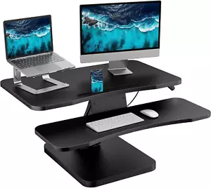 32 Inch Height Adjustable Standing Desk Converter, Sit to Stand up Desk Riser wi - Picture 1 of 7