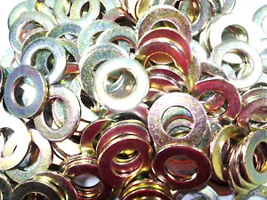 (150)- 3/4" FLAT WASHER Thur-Hardened Zinc & Yellow Plated 8.30 X 1.475"X.128 - Picture 1 of 4