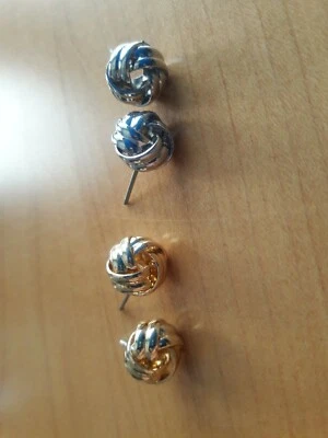 12 pares de pendientes poste nudo amor pulido enchapado en rodio, 6 tonos plata y 6 oro Foto 1 de 4