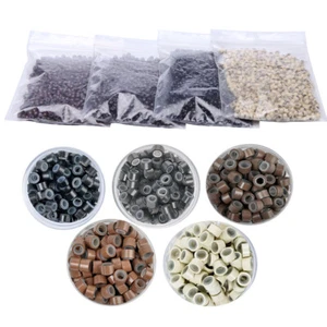 5/6*3*3mm Micro Ring Siliconed Lined Loop Beads For I Tip Hair Extensions 3PACKS - Picture 1 of 11