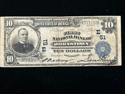1902 $10 First National Bank JOHNSTOWN PENNSYLVANIA National Currency CH #51 - Image 1 of 4