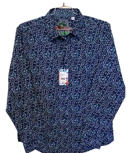 Camisa mediana para hombre Robert Graham Orofino con botones calce clásico abatible azul marino - Imagen 1 de 9