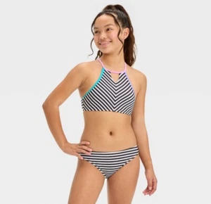 Girls' Pop Striped Bikini Set - art class Size M(8) NWT 2-Piece - Picture 1 of 4