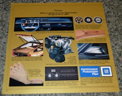 1982 OLDSMOBILE FIRENZA SX COUPE ORIGINAL DEALER ADVERTISEMENT PRINT AD 82 - Image 1 of 2