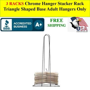 3 RACKS Chrome Hanger Storage Stacker Rack Triangle Shaped Base Adult Hangers - Picture 1 of 2