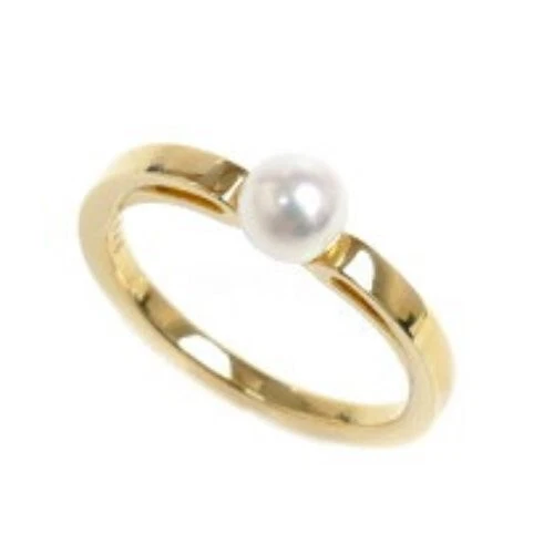 Anillo de perlas MIKIMOTO 6,6 mm oro amarillo K18/perla #4,25 (talla EE. UU.) 5,5 g para mujer Foto 1 de 4