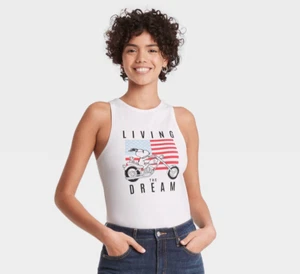 Women's Snoopy Americana Graphic Tank Top - Peanuts - White - XS - S110 - Picture 1 of 4