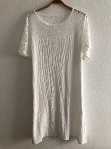 Sommerliches weißes Kleid - Schulterbereich + Ärmel schöne Spitze Gr 4XL - Bild 1 von 4
