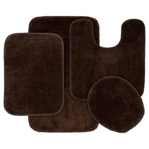Garland Rug Traditional Bath Rug Set, 4-Piece, Chocolate 4-Piece Set - Picture 1 of 6