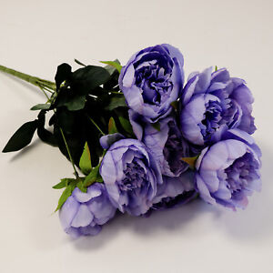 Artificial Silk Peony Flower Bouquet 8 Heads Bunch 3 Colours Wedding Decor