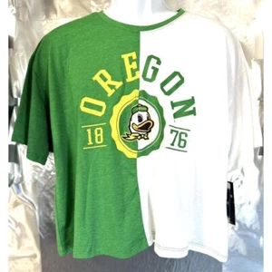 NWT Oregon Ducks Adult Short Sleeve Graphic T-Shirt Sz LARGE Green/White halves! - Picture 1 of 12
