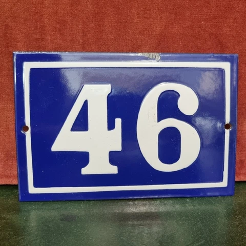 Vintage French enamel house sign number 46 for mailbox , door , wall, gate Cover
