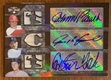 Johnny BENCH Carlton FISK IRod🔥2008 Topps Triple Threads Combo Relic AUTO 10/27