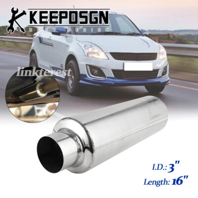For Suzuki Swift 3'' Inlet Outlet Muffler Resonator Exhaust 16'' Deep Tone Quiet Foto 1 de 4