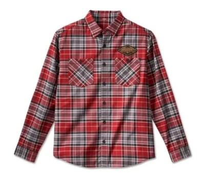 Harley Davidson NWT Mens Plaid Shirt L Red 120th Anniversary Button Down - Image 1 of 4