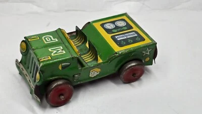 Coche Jeep militar MP de colección pequeño de hojalata del ejército hecho en Japón verde vehículo de 2,5" Foto 1 de 4