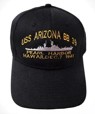 USS Arizona BB 39 Pearl Harbor, Hawaii - Gorra de béisbol - Bordada negra Foto 1 de 4