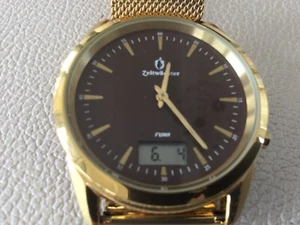 NEU FUNKUHR ZEITWÄCHTER HERRENARMBANDUHR MILANAISE BAND NEU FARBE GOLD - Bild 1 von 8