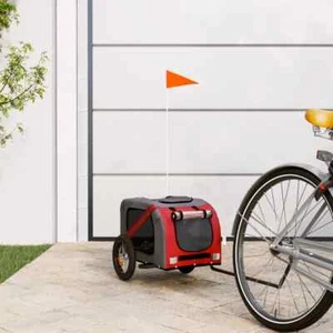 Pet Bike Trailer Bicycle Dog Stroller Red and Grey Oxford Fabric and Iron vidaXL - Picture 1 of 12