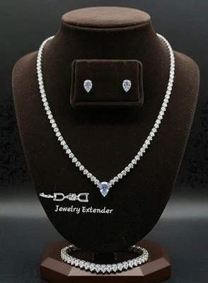 18k White Gold Plated Waterdrop Navette Bridal Jewelry Set Lab-Created Swarovski - Image 1 of 4