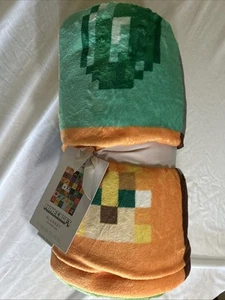 Minecraft Mine Craft Blocks Grid Hallmark Throw Blanket  New - Picture 1 of 4