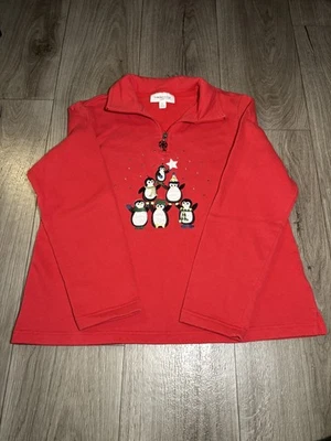 Suéter Breckenridge Vacaciones Navidad Rojo Mujer Pequeño Grande Pingüinos Festivo Foto 1 de 4