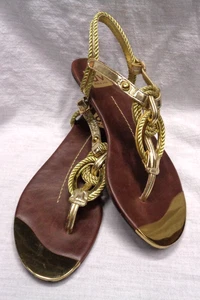 Women's DOLCE VITA DV Thong Slingback GOLD ROPE BRAIDING Sandals ~ Size 8.5M - Picture 1 of 10