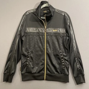 Vtg Diadora Track Jacket Men Sz M Black/Gold Embroidered Hall of Fame 1948 *RARE - Picture 1 of 13
