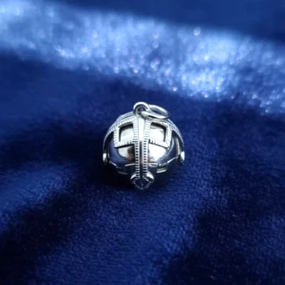 MASONIC .925 SILVER MED / LARGE SECRET FOLDING ORB / E. STAR WATCH FOB / PENDANT - Image 1 of 4