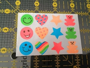 Vintage Stickers AMAV Neon Rainbow Hearts Bears Sticker Mod VTG 80s - Picture 1 of 3