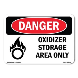 Oxidizer Storage Area Only ANSI Danger Sign Metal Plastic Decal - Picture 1 of 5