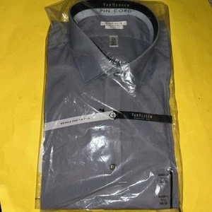 NEU Van Heusen Herren Größe 17 1/2 34/35 klassische Passform Langarm grau Anzughemd - Bild 1 von 7