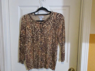 Suéter Vintage Spiegel Mujer Estampado Animal Suave Tejido Claro Botón Seda y Nylon-M Foto 1 de 4