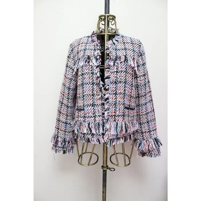 Chaqueta Blazer Halógena Arco Iris Tweed Flecos Frente Abierto Talla XL Foto 1 de 4