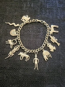 LAUREL BURCH VINTAGE 80'S KINDRED SPIRITS SILVER CHARM BRACELET - ANIMALS BIRDS - Picture 1 of 4