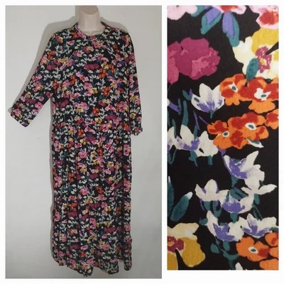 Vestido Joules Talla 18 Maxi Idelle Negro Estampado Floral Multicolor Largo  Foto 1 de 4