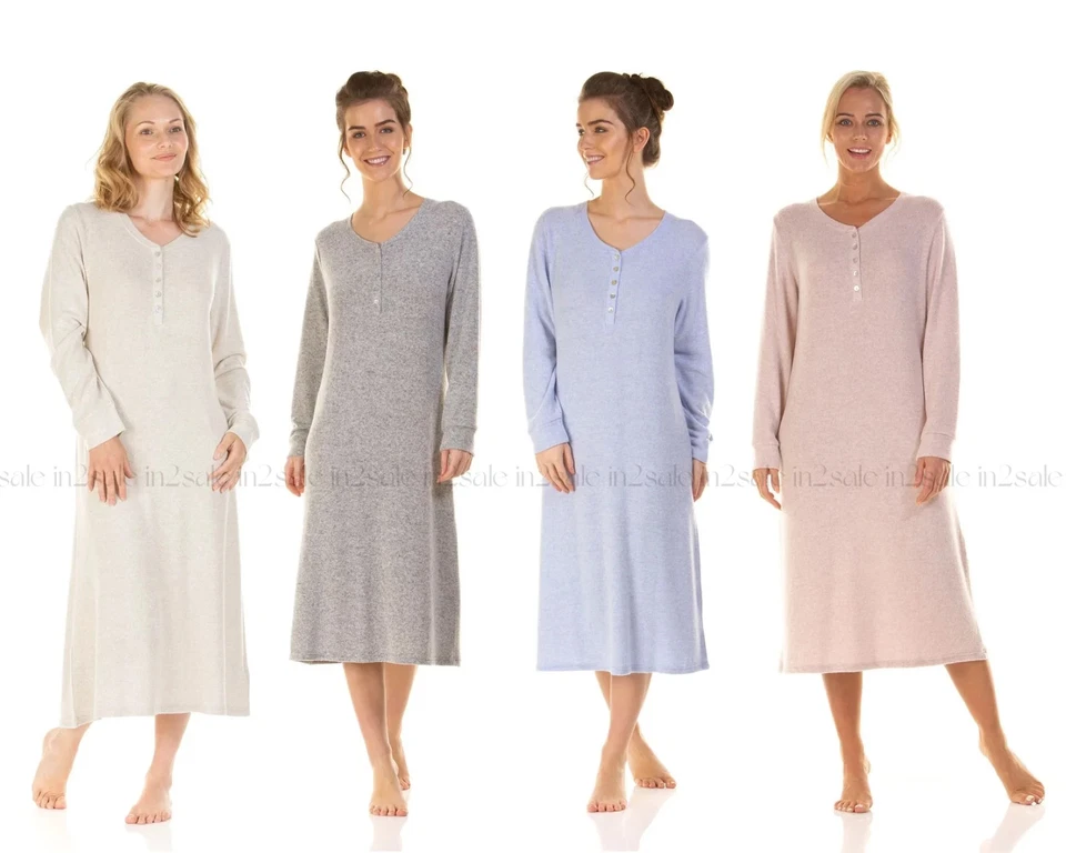 La Marquise Lush Lounge Super Soft Long Sleeve Cloudknit Nightdress
