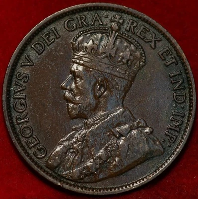 🇨🇦 Uncirculated 1913 King George V One Large Cent Coin Canada - Image 1 of 2