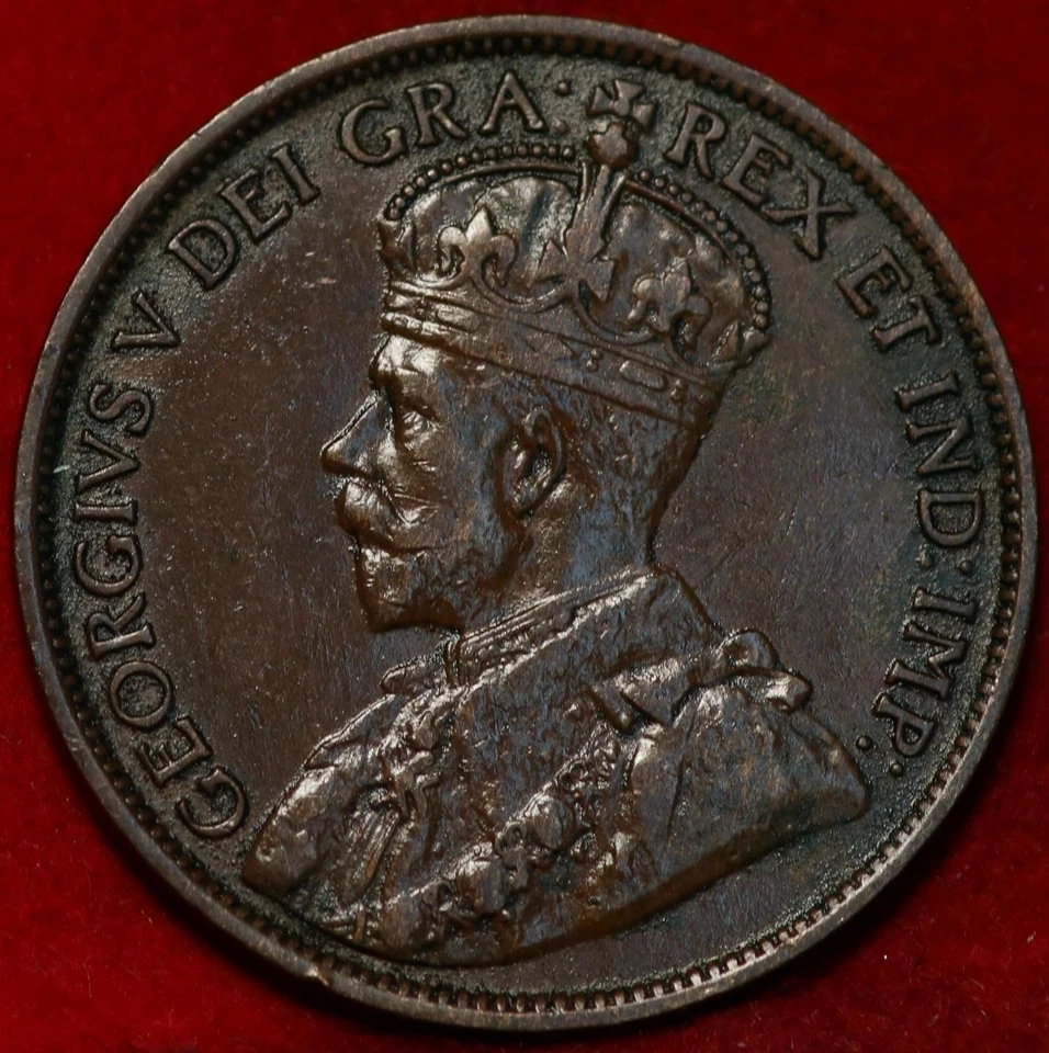 🇨🇦 Uncirculated 1913 King George V One Large Cent Coin Canada - Image 1 of 2