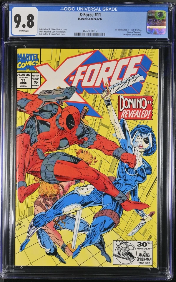 X-FORCE #11🔥CGC 9.8 - 1ª APLICACIÓN DE DOMINÓ "REAL"🔥DEADPOOL (1992) ¡Losa de gemas de Marvel! Foto 1 de 2