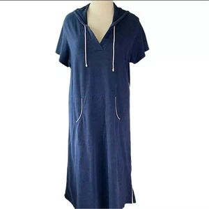 Avon Intimates Short Sleeves Hooded Sweatshirt Maxi Dress Size 2x Navy Pullover - Picture 1 of 9
