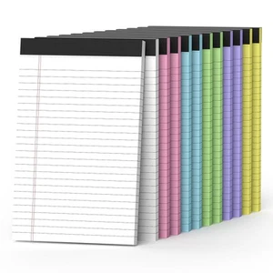 12 Pack Colored Note Pads 5" x 8" Legal Pads College Ruled Lined Paper with M... - Picture 1 of 7