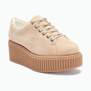 Truffle Dino01 Nude Creepers Lace Up Flatforms Ladies Shoes - Picture 1 of 6
