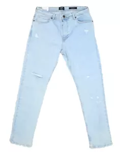 Cotton On Denim Blue Jeans Slim Fit Light Wash Roadknight Blue Rips Mens 34 - Picture 1 of 13
